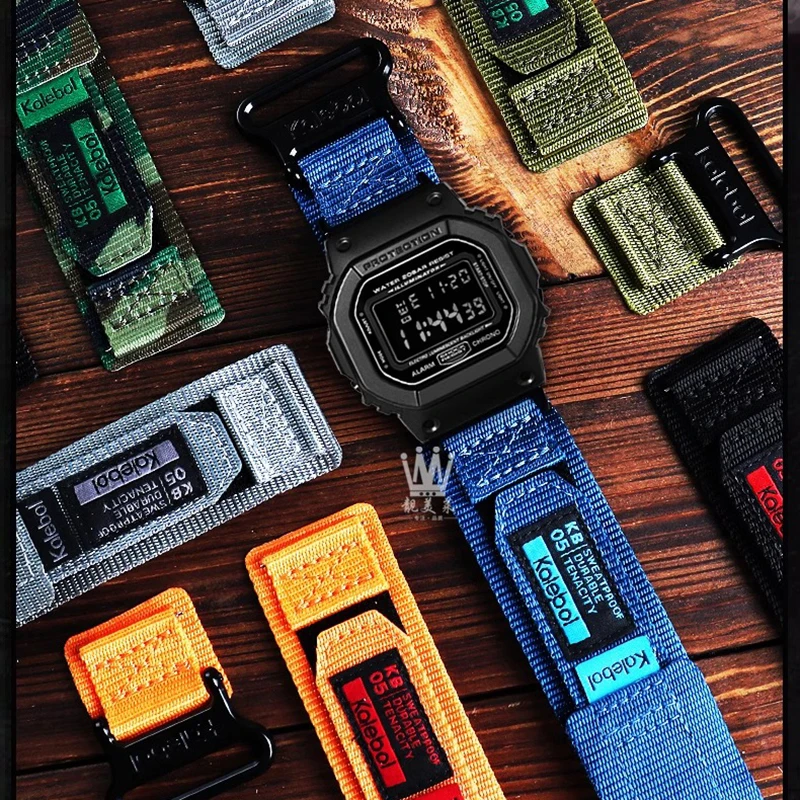 ل GSHOCK كاسيو DW-5600/5610 GW-B5600 GA110 GA100 النايلون قماش حزام الساعات GA120 GM2100 GA2100 GA2110 تعديل الفرقة حزام رياضي