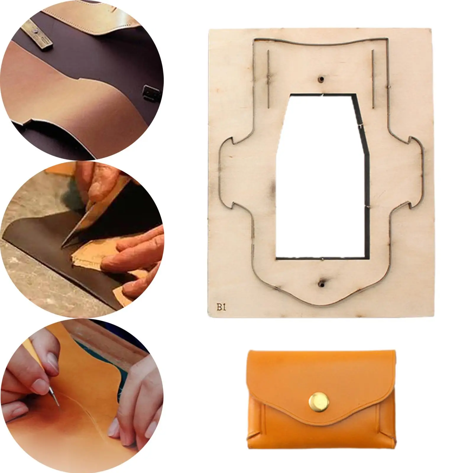 Card Holder Templates Wooden Coin Bag DIY Folded Card Holder Metal Blade Leather