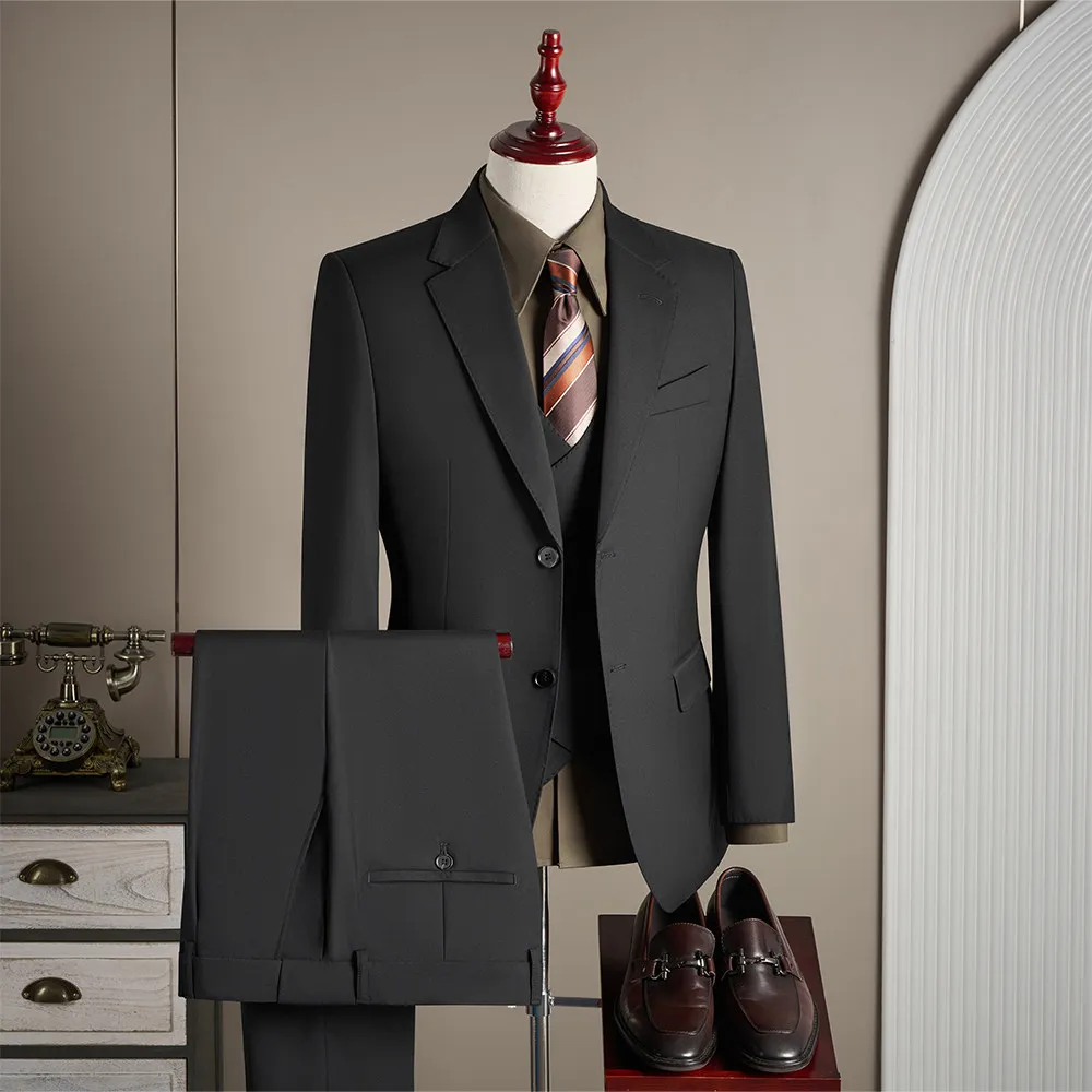 

High Quality Men Suit Wool Blended Wedding Dress Groom Suit Set