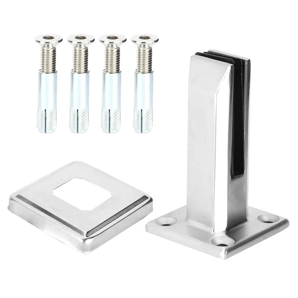 

304 Stainless Steel Floor Standing Stair Glass Spigots Balustrade Railing Clamp Pool Accessories