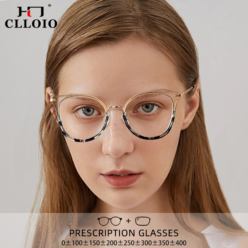 

CLLOIO Anti-Fatigue Fashion Optical Frame for Women Round Myopia Hyperopia Glasses Can Be Custom Prescription Reading Glasses