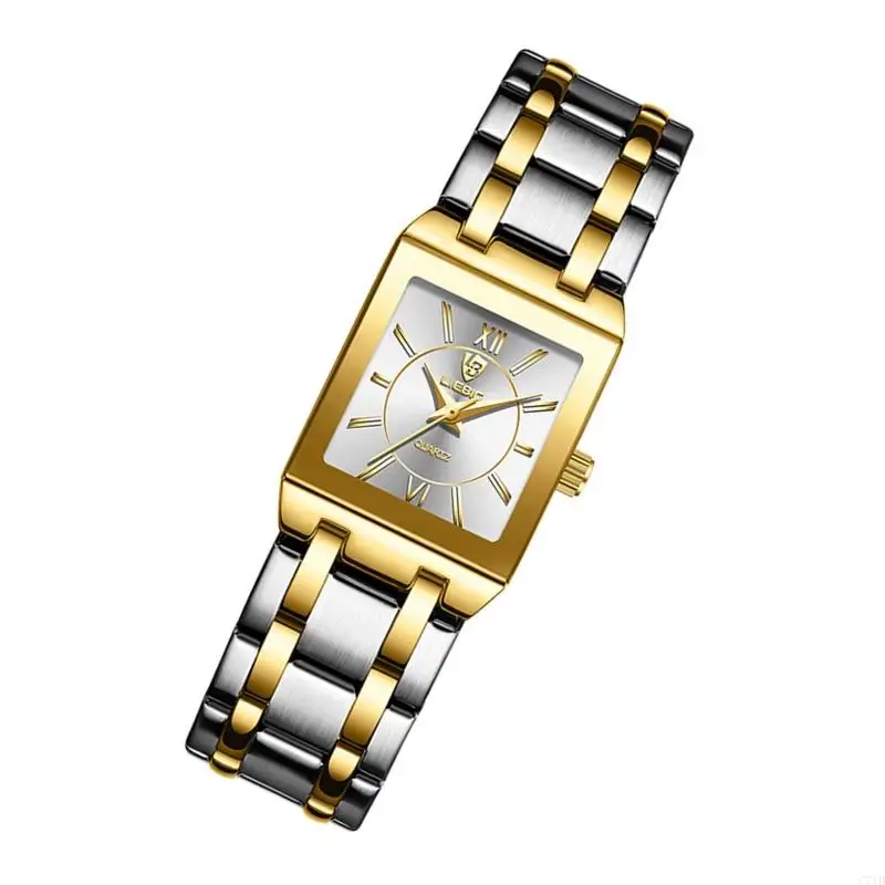 Modern Couple Wrist Watch with Mineral Crystal Scratch Resistant Square for Daily Wear Formal Event Gifting