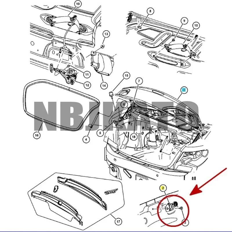 NBJKATO Brand New Genuine Trunk Lock Hook 05065664AB For Chrysler 300C