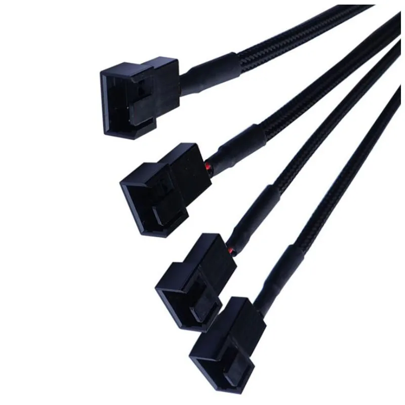 NEW PWM Fan Splitter 3pin 4pin Adapter Cable Computer CPU Fan Splitter PC Fan Extension Power Cable 1 to 1/2/3/4 ways Cord black
