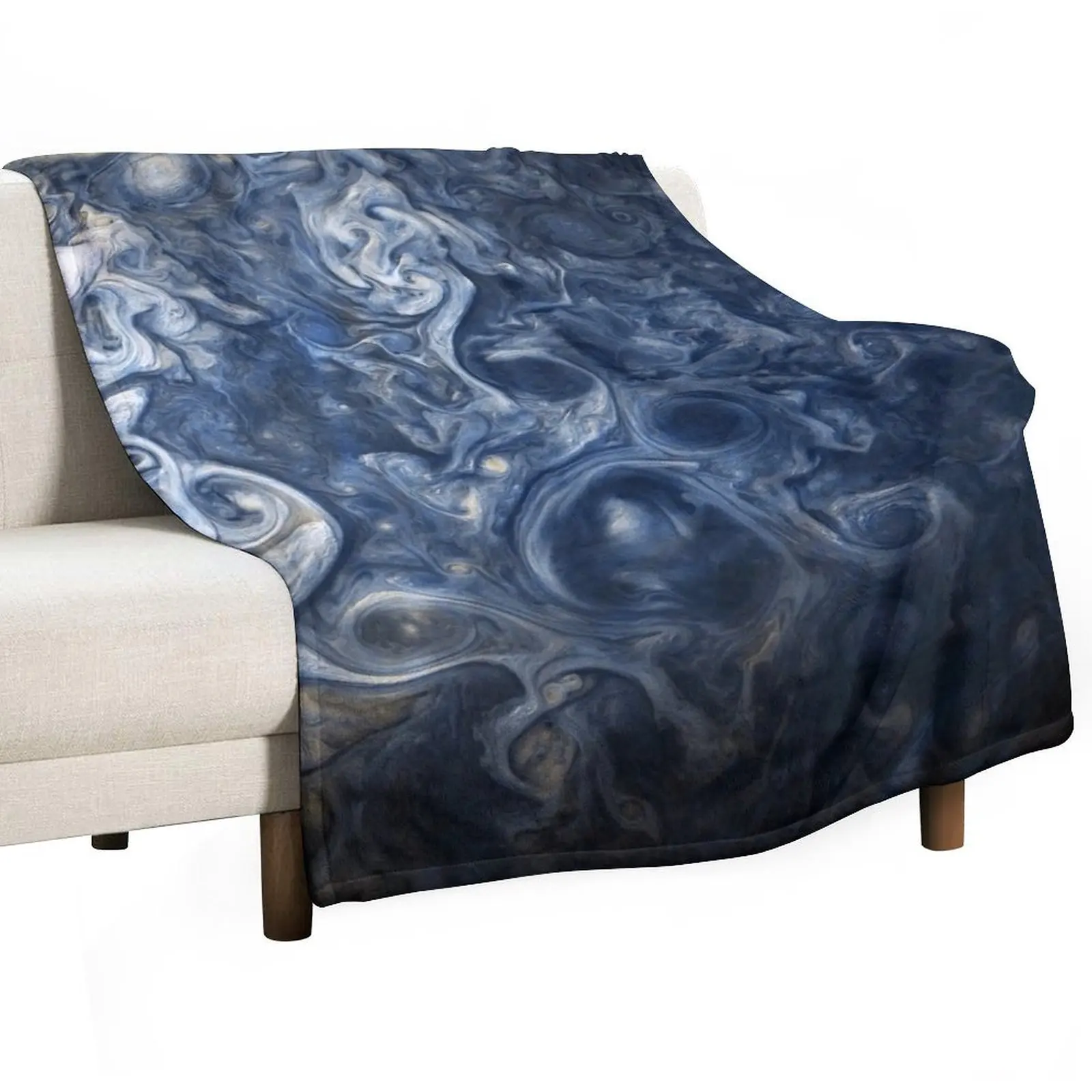 Swirling Blue Clouds of Planet Jupiter from Juno Cam Throw Blanket Luxury Throw Decorative Sofas Sofa Beautifuls Blankets