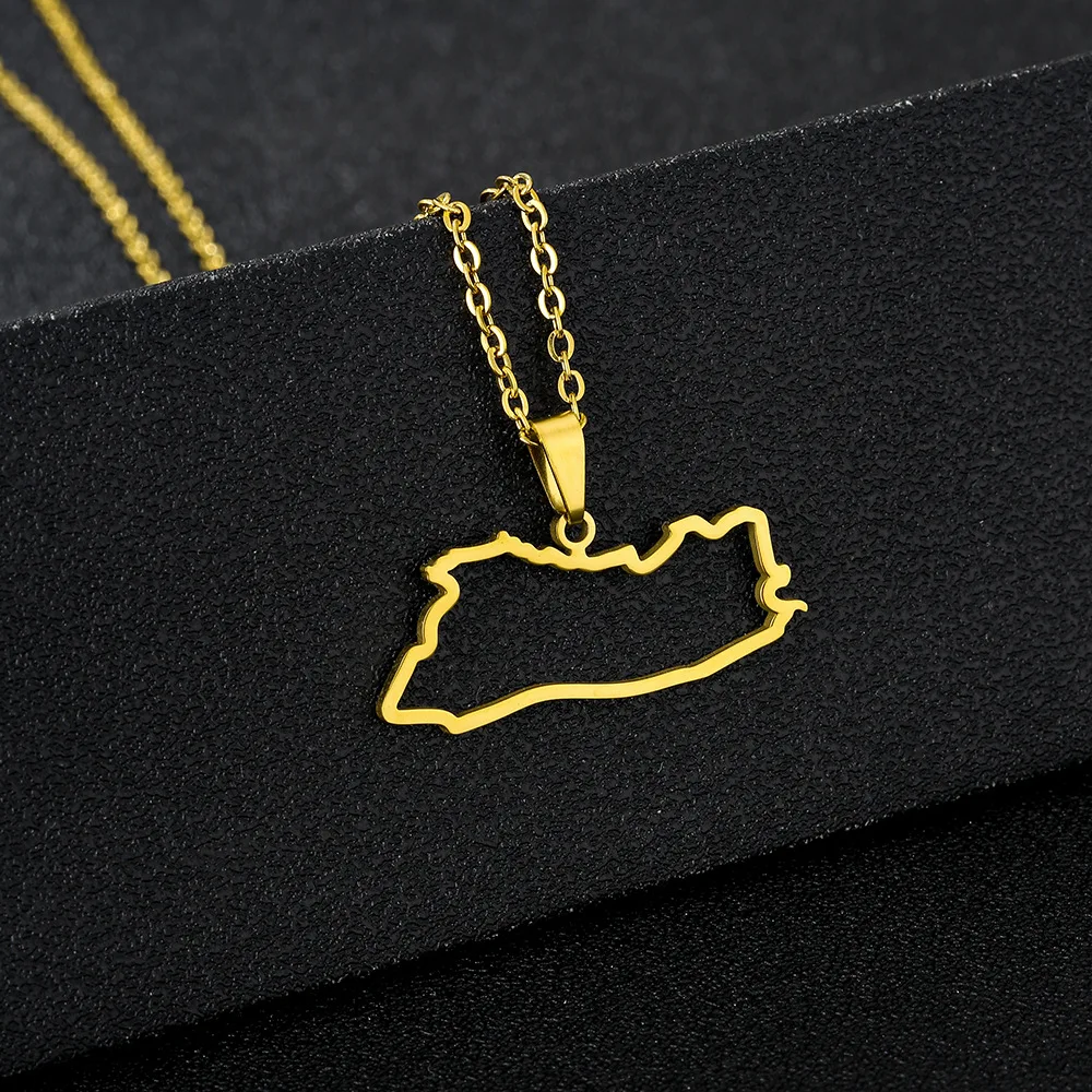 الفولاذ المقاوم للصدأ السلفادور خريطة جوفاء قلادة قلادة المجوهرات #1