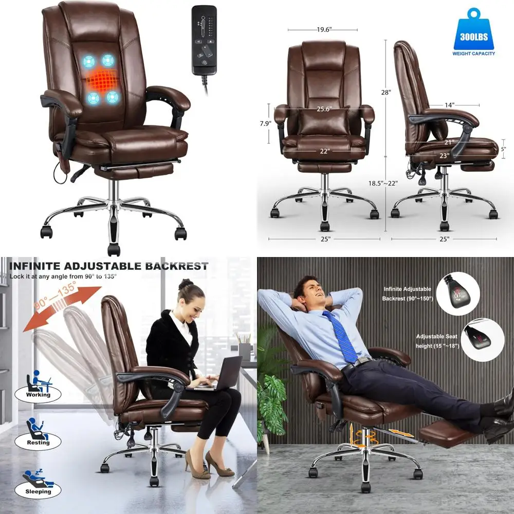 cadeira de massagem vibratória aquecida com massagem de 4 pontos, apoio lombar e apoio para os pés