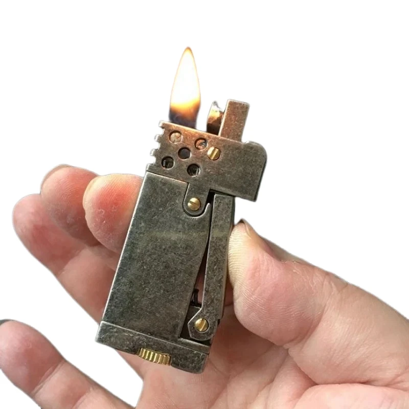 

Old style retro nostalgic kerosene lighter side mechanical press style lighter kerosene lighter collectible gift