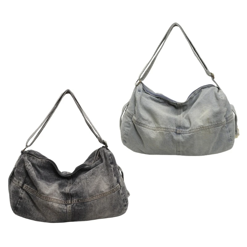 

Washed Denims Crossbody Bag Unisex Leisures Large Capacity Shoulder Bag