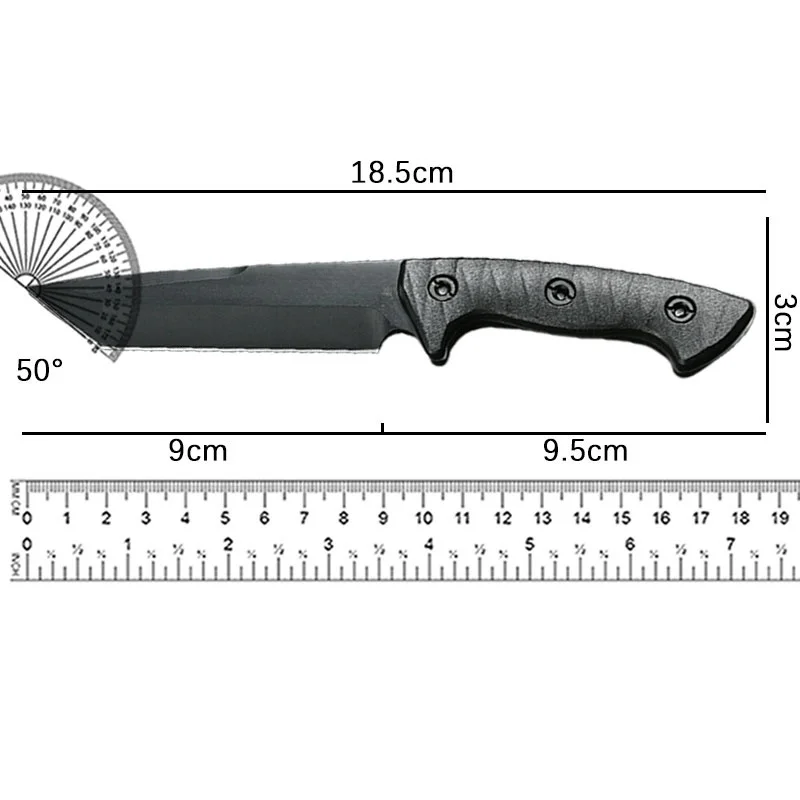 WPKOPYA(USA) Full Tang 440 Hunting Straight Knife +K Sheath, Camping survival knife, outdoor tactical knife