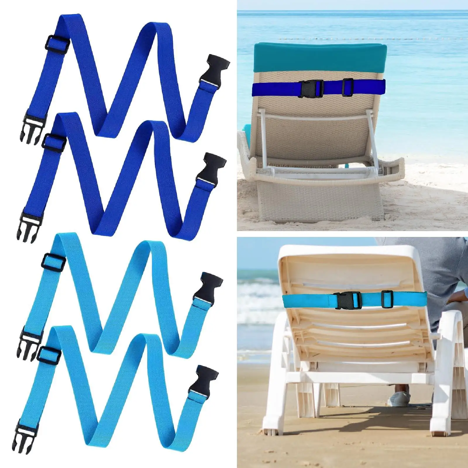 

2Pcs Beach Chairs Extendable Towel Bands Towel Holder Clips Quick Release Buckle