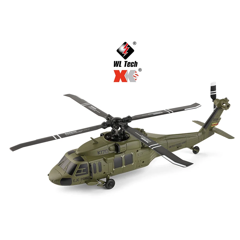 Weili'S New Product K170 Black Eagle Uh-60l Four-Way Four Blade No Aileron Brushless 1160 Helicopter Toy Gift