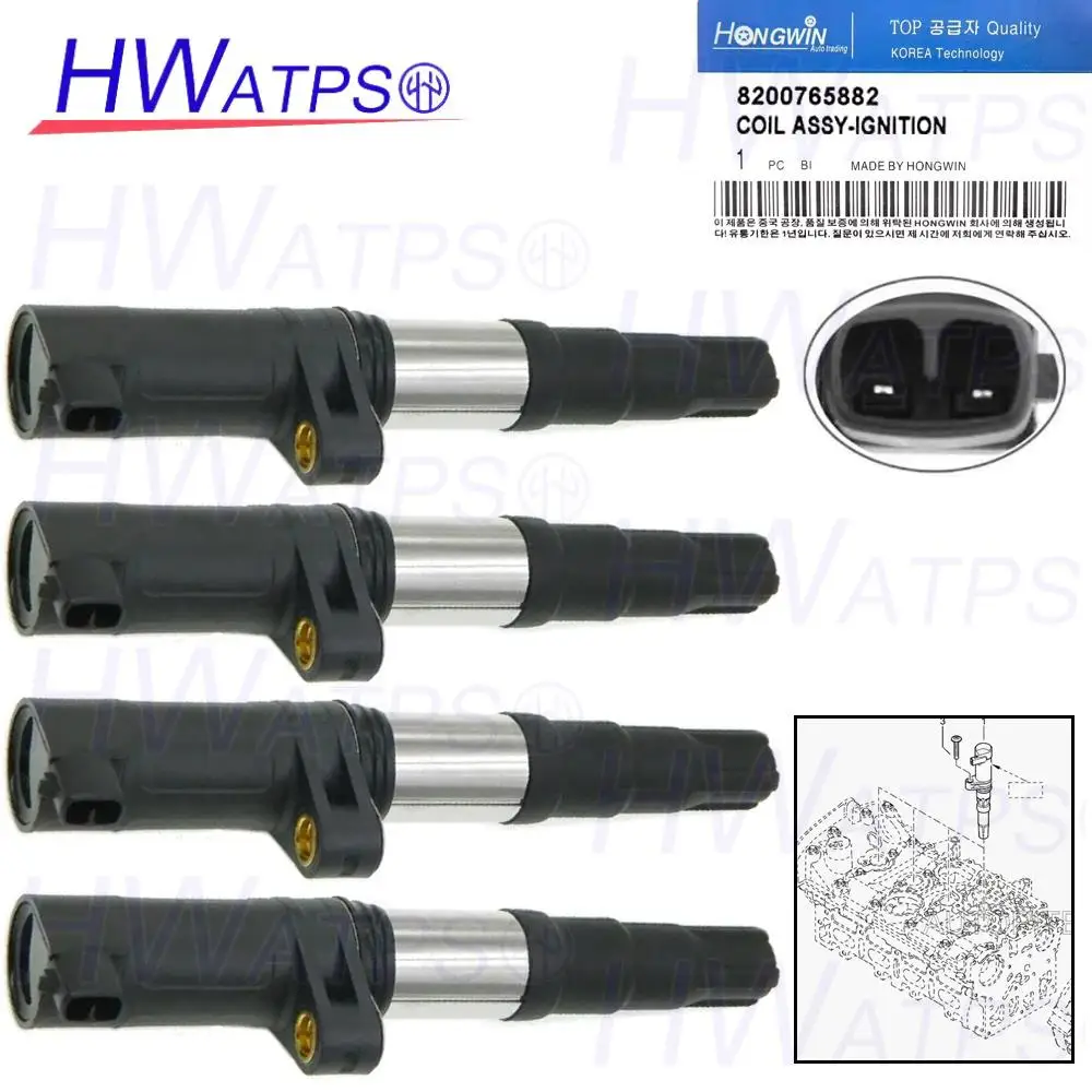 

4PCS 8200765882 8200405098 8200672564 Ignition Coils For Dacia Duster Logan Sandero Nissan Kubistar Primastar Opel Vivaro