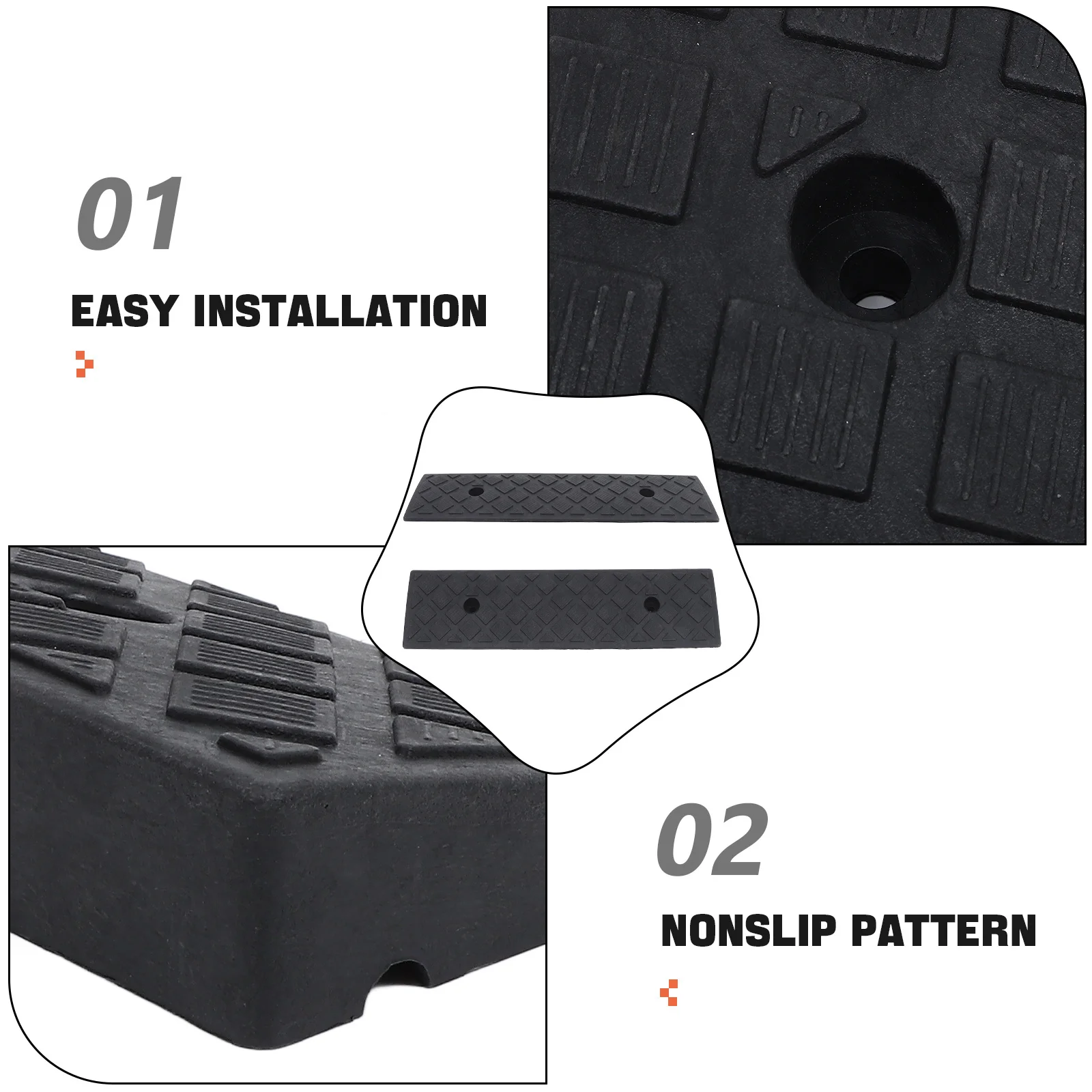 2Pcs Door Curb Ramps Heavy Duty Plastic Car Wheel Ramps for Driveway Entry Vehicle Loading Wheelchair Access