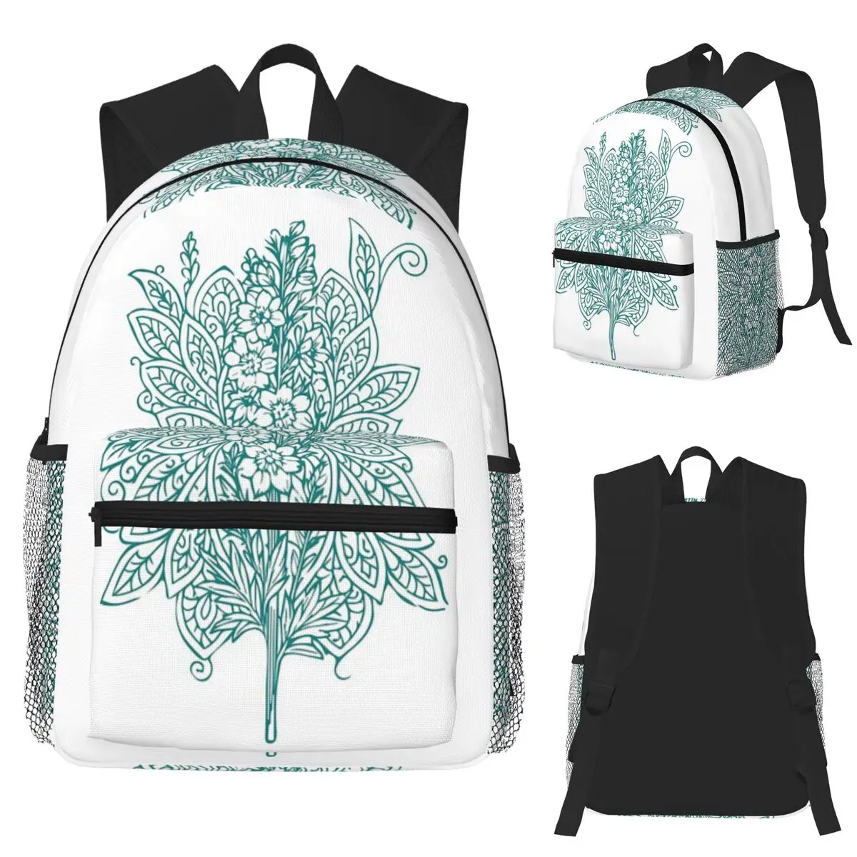 

Mandala Bloom Botanical Harmony Student Backpack School Bag Hiking Travel Daypack for Men Women Fashion Bookbag Shoulder Bags