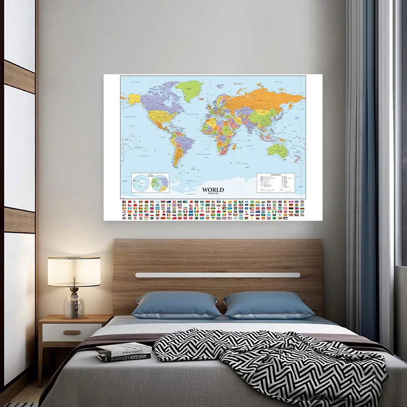 150x100cm o mapa do mundo pendurado imagem não-tecido pintura em tela decoração da parede cartão cartaz decoração para casa material escolar