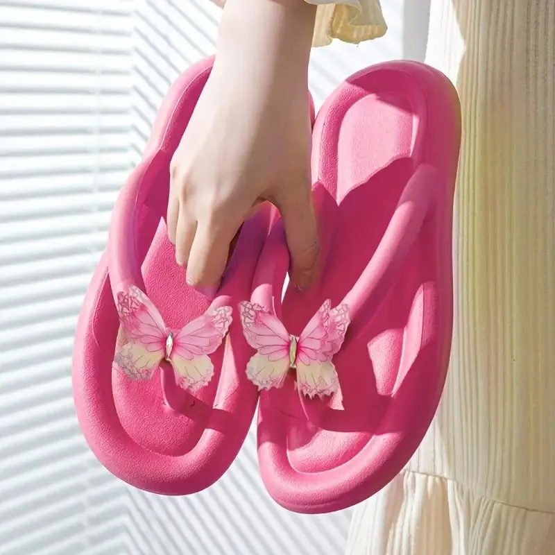 Tikp Nuevas chanclas Butterfly Eva para mujer, zapatillas ligeras, simples, informales y de moda