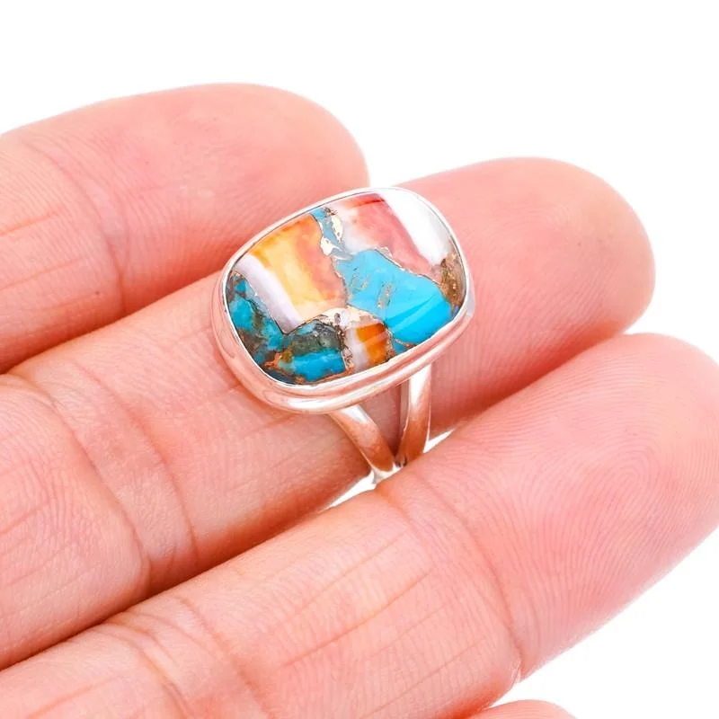 

StarGems® Natural Copper Chalcedony Handmade 925 Sterling Silver Ring 6.25 F1689