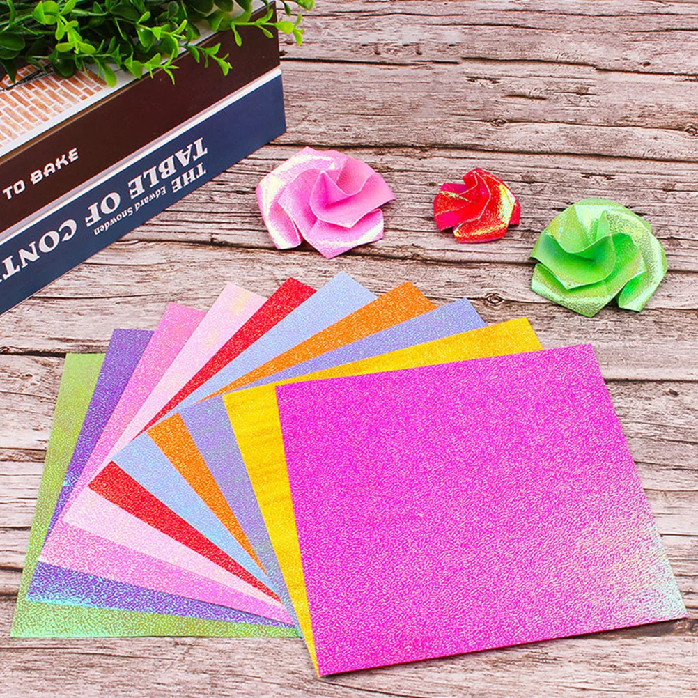 

100Pcs Shimmer Folding Paper for Kids Crafts DIY Origami Supplies Creative Handmade Art Project School Activity Fun Decor