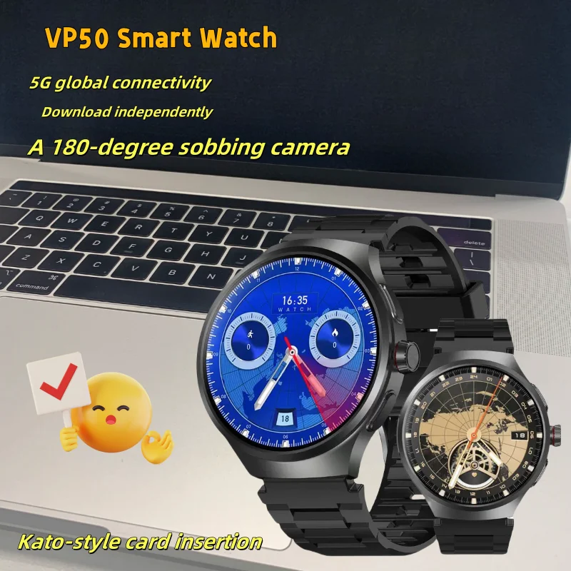 VP50 Smartwatch Amoled Screen 4GB MP3 MP4 Player Bluetooth Network Sharing APP Store Google Smart AI Watch Men Sportwatch