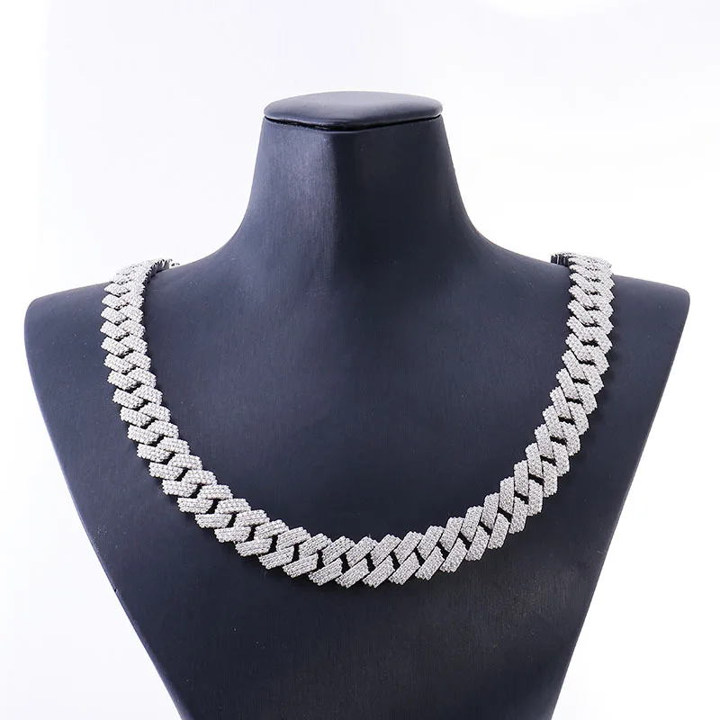 

Miami Ice Out Moissanite Custom Cuban Link Chain Necklace 925 sterling silver Luxury Hip Hop Jewelry Chain Choker Necklace