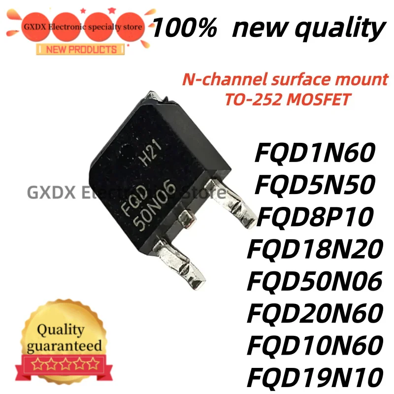 10Uds 100% nuevo original FQD10N60 FQD19N10 FQD1N60 FQD5N50 FQD8P10 FQD18N20 FQD50N06 FQD20N60 TO-252 Best Quality In Stock