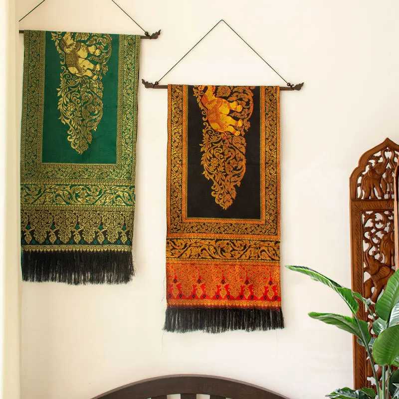 Handmade Southeast Asia Thailand Fabric Upholstery Table Flag Zen Philosophy Mat Fabric Temple Worship Meditation Study Rooms