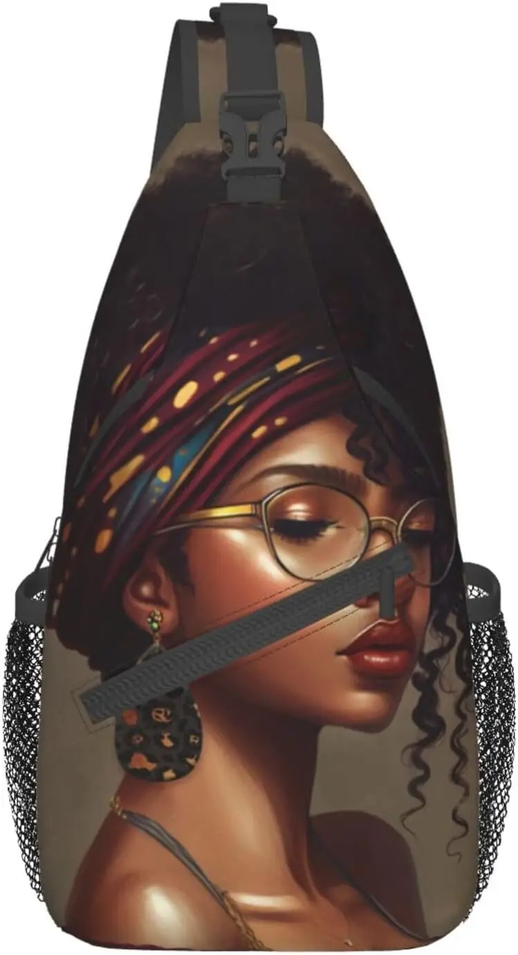 Mochila cruzada para mujer afroamericana, bolso de pecho ligero, bolso de hombro, mochila de viaje para senderismo, regalo para hombre