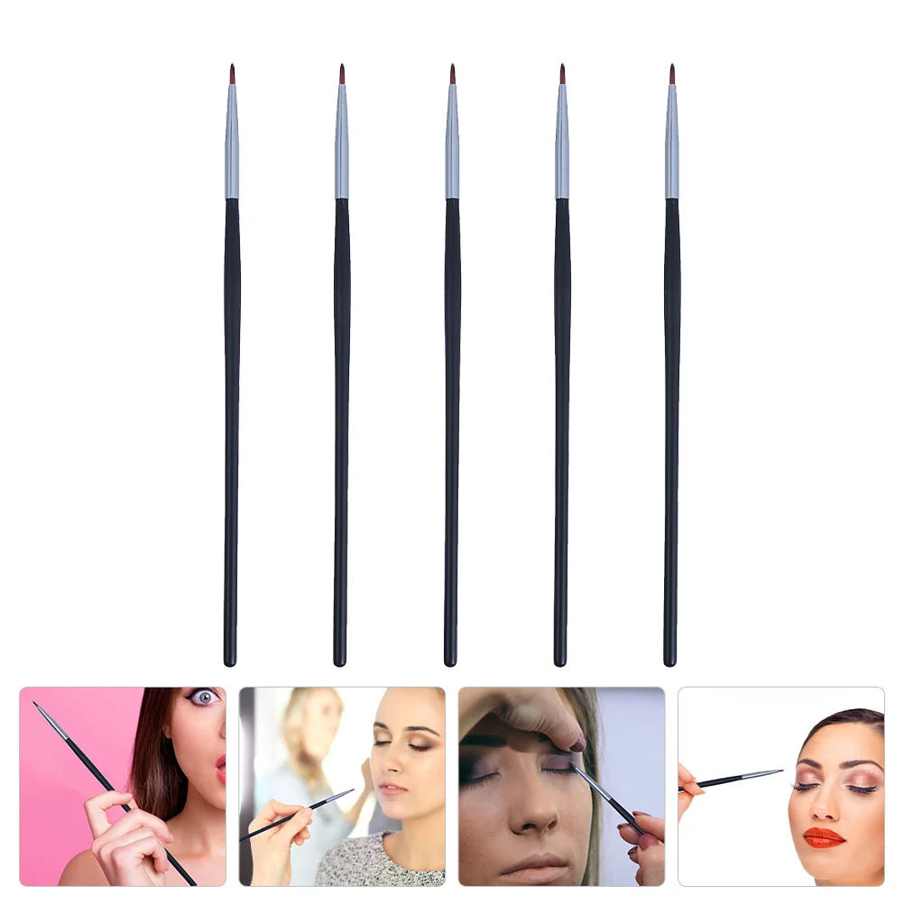 5 uds pincel delineador de ojos fino aplicador de lápiz labial negro estilo aleatorio materiales de calidad respetuoso con la piel seguro compacto