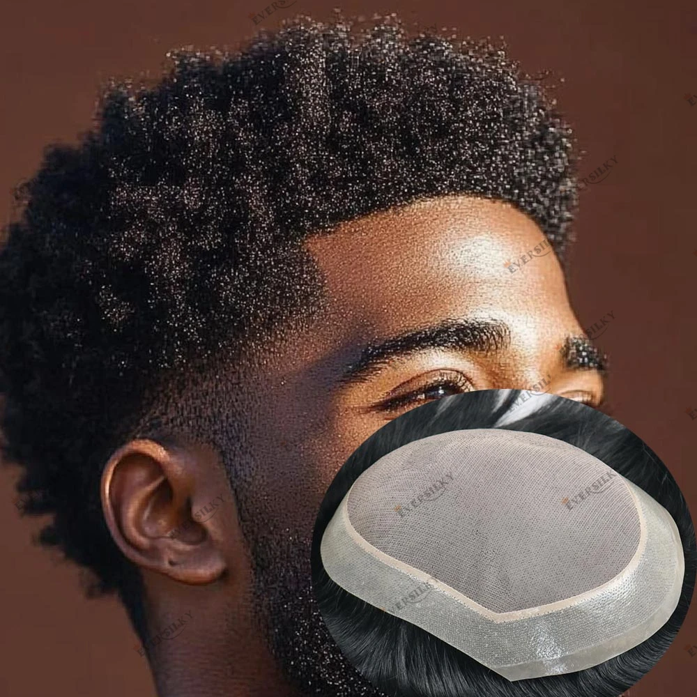 

Европейские человеческие волосы, афро-прическа, 6 мм, плотные вьющиеся волосы, замена, дышащие, тонкие, моно-черные, мужские, дешевые, протезы для волос, парик