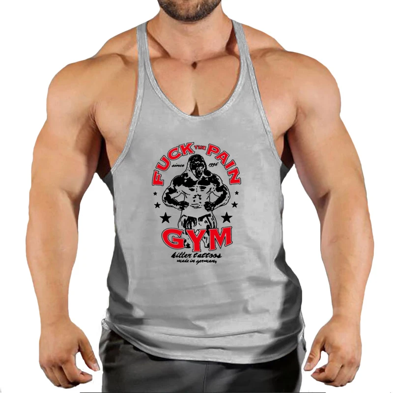 Brand Vest Muscle Fashion Gym Mens Back Tank Top Sleeveless Stringer Clothing Bodybuilding Singlets Fitness Workout Sport Shirt