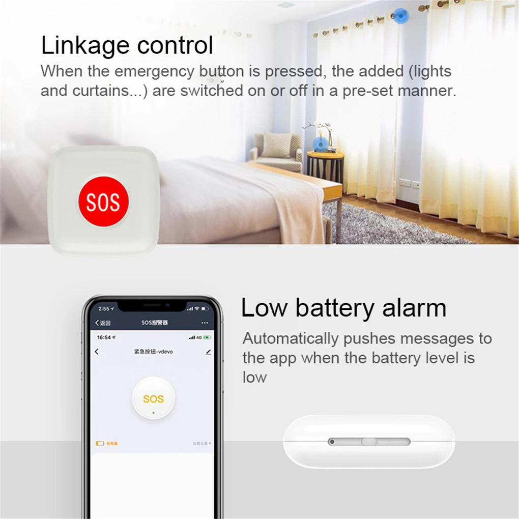 Tuya-Wireless Emergency Calling Alarm, Nursing Alarm System, Help Calling Button para Crianças e Idosos