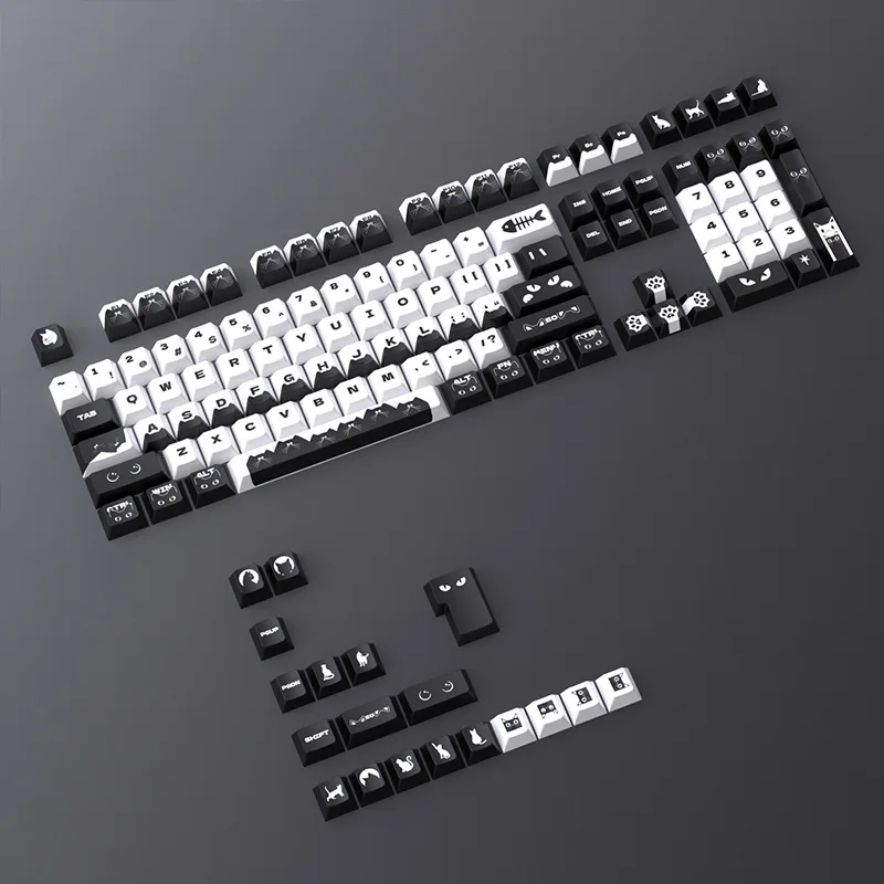 

Side cat keycap hot sublimation original mechanical keyboard PBT small full set 126 custom
