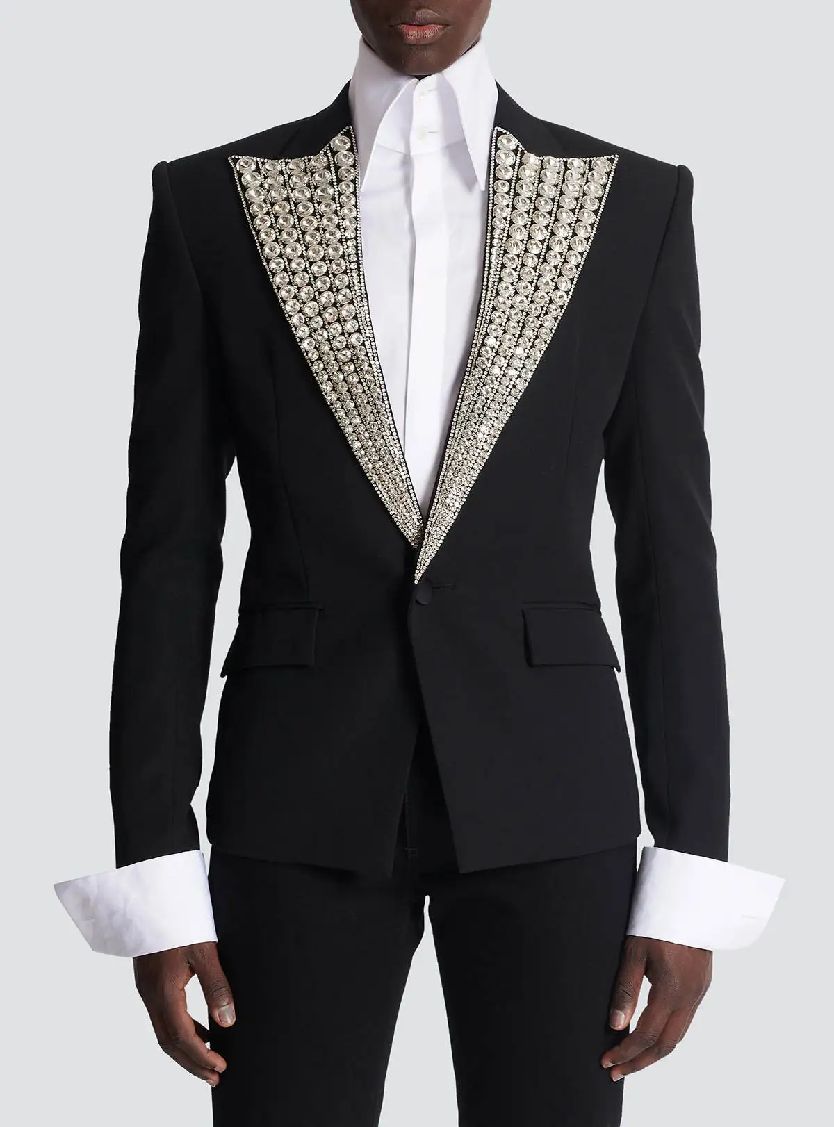 Customized Luxury Tuxedos Wedding For Groom Beaded Crystal Men Peaked Lapel One Button  Coat 1 Piece Special Occasion Jacket