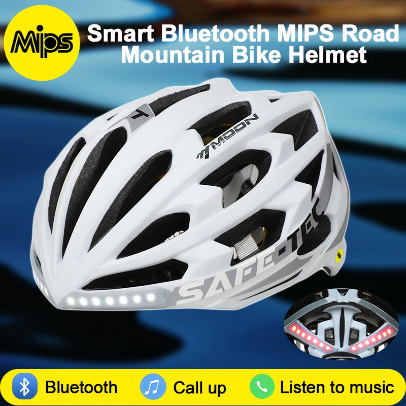 MIPS Cycling Helmet with Multifunctional Intelligent Bluetooth Smart Helmet with Light 55-61cm 270g MTB Road Bicycle Helmet