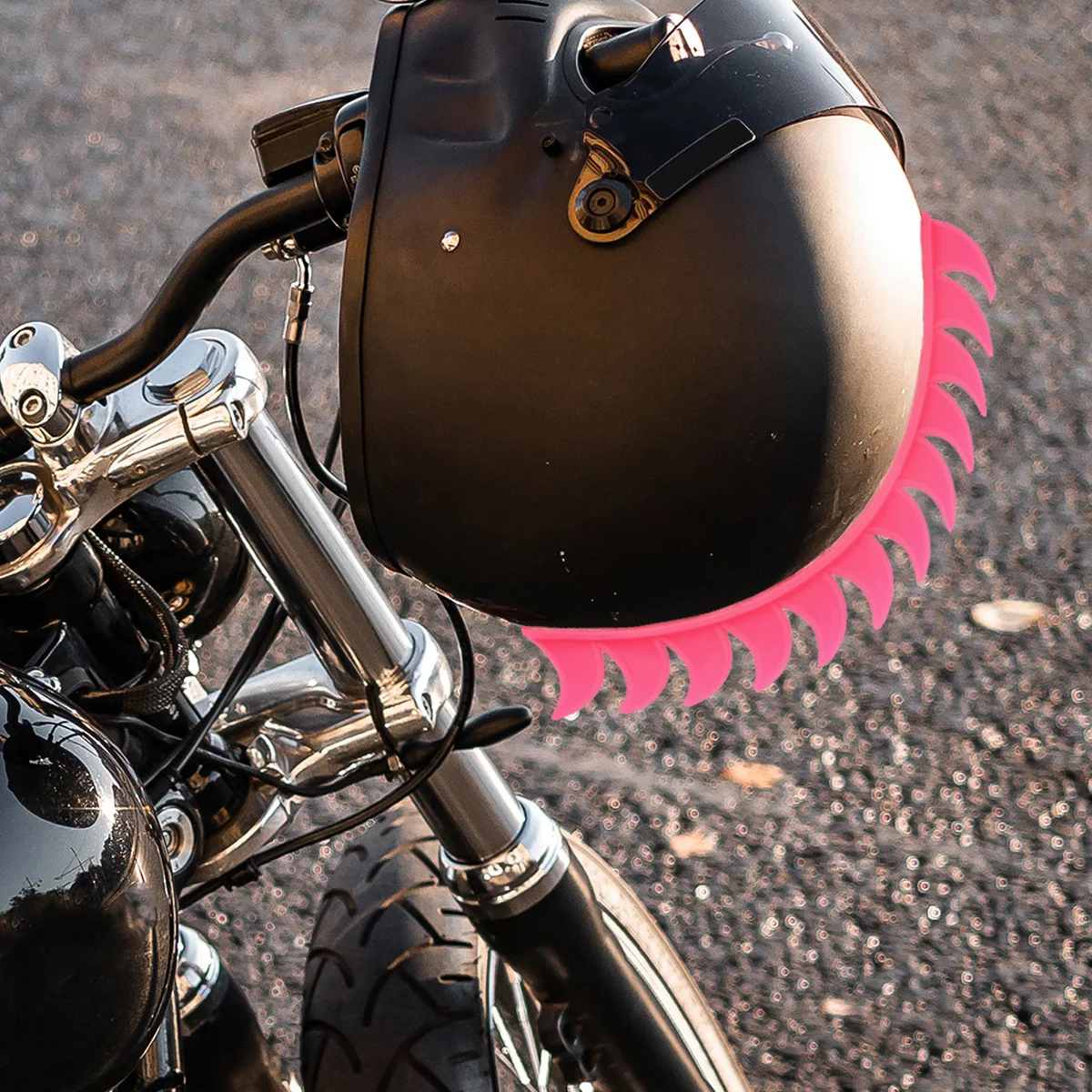 

Pink Arc Motorcycle Patch Retro Sticker Cockscomb Head Horn Strip Creative Decoration Personalized