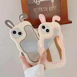 Suitable for Iphone14promax Apple 13/12 Silicone Case 15 Cute Rabbit Ears Makeup Mirror 7plus/8plus/Xsmax/Xr/Xs/11promax Phone C