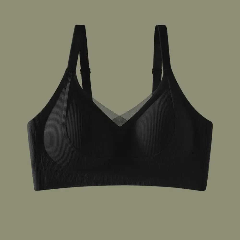 حمالة صدر شبكية من الدانتيل الناعم عميقة على شكل حرف V مقاومة للصدمات ومضادة للترهل ملابس داخلية قابلة للتعديل حمالات صدر بدون خياطة للجري