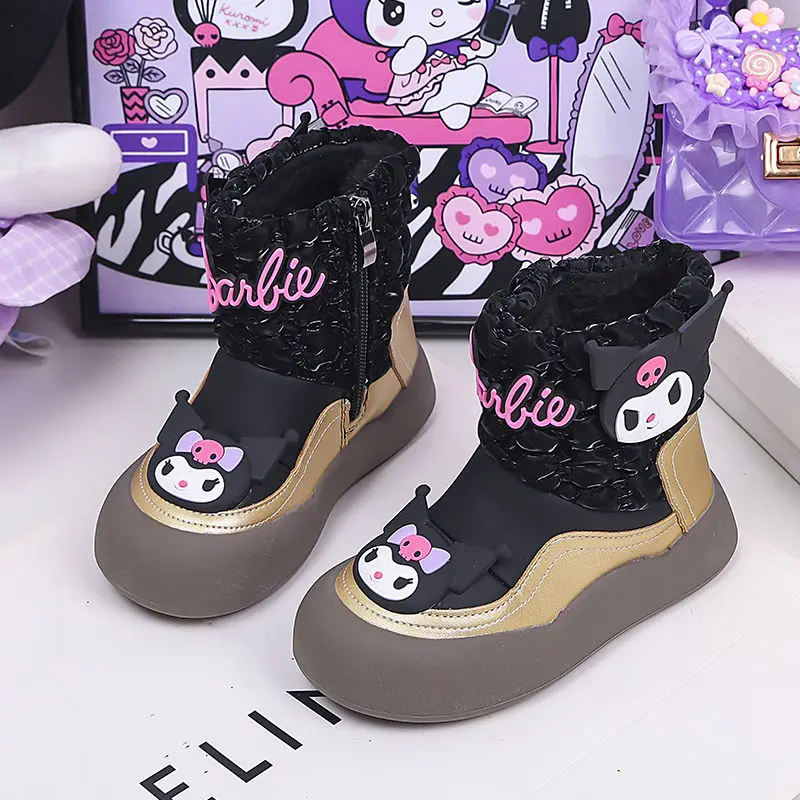 

Kawaii Kuromi My Melody Sanrio Cute Cartoon Children Warm Boots Winter Fleece Cotton Shoes Waterproof Non Slip Shoes for Kids
