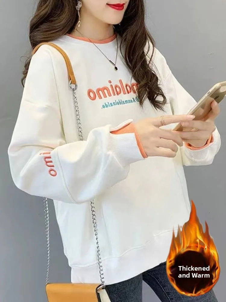 เสื้อสเวตเตอร์ผู้หญิงแฟชั่นทรงหลวมบางเบา สไตล์เกาหลี รุ่นใหม่ สำหรับฤดูใบไม้ผลิและฤดูใบไม้ร่วง คอกลม แขนยาว