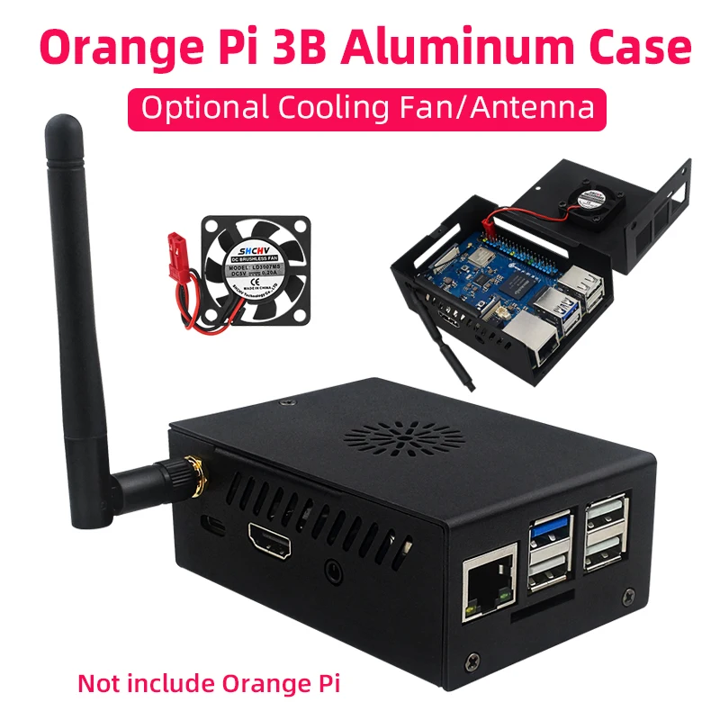 

New Orange Pi 3B Aluminum Case Metal Shell with Cooling Fan Optional Antenna for Orange Pi 3B