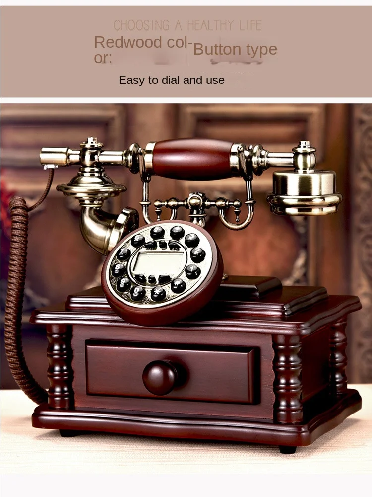 Wireless solid wood antique telephone retro card Chinese phone hotel calls antique home office landline