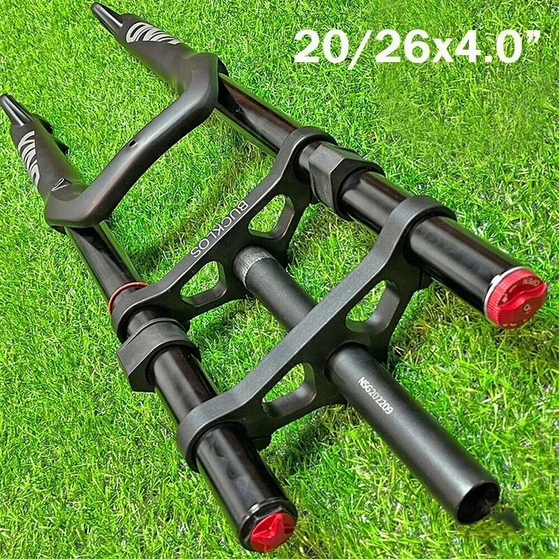 

BUCKLOS Fat Fork 180mm Double Shoulder MTB Fork 20*4.0" Downhill Electric Snow Mountain Bike Air Suspension Forks 20 26 Inch