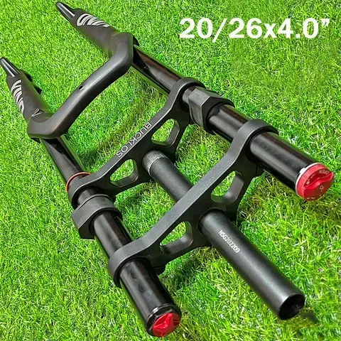 BUCKLOS 전기 스노우 마운틴 바이크 에어 서스펜션 포크, 더블 숄더 MTB 포크, 다운힐, 180mm, 20×4.0 인치, 20 인치, 26 인치