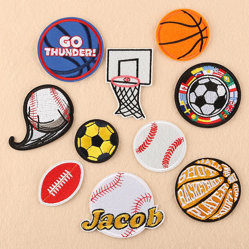 Embroidered Football Patches Iron on Baseball Patches Soccer Stickers Sport Basketball Emblem for Jeans Clothes Backpack Badge