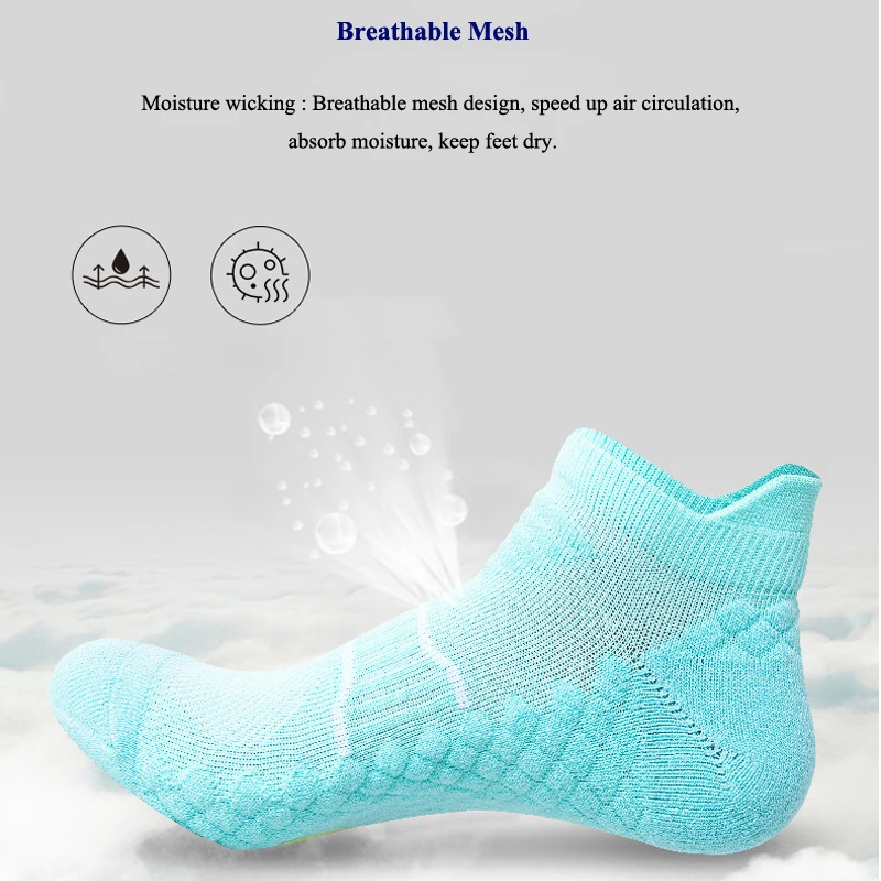 Men Sport Socks Sweat-absorbing Wear-Resistant Cushioned Terry Towel Massage Bottom Outdoor Running Compression Ankle Women Sock