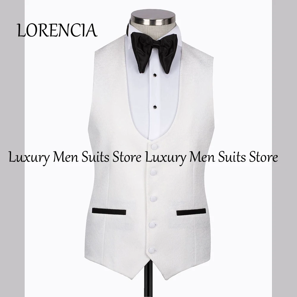 

Simple Glitter Line Suits for Men 3 Piece Shawl Collar Wedding Party Outfits Tuxedos Customized Blazer Pants trajes para hombre