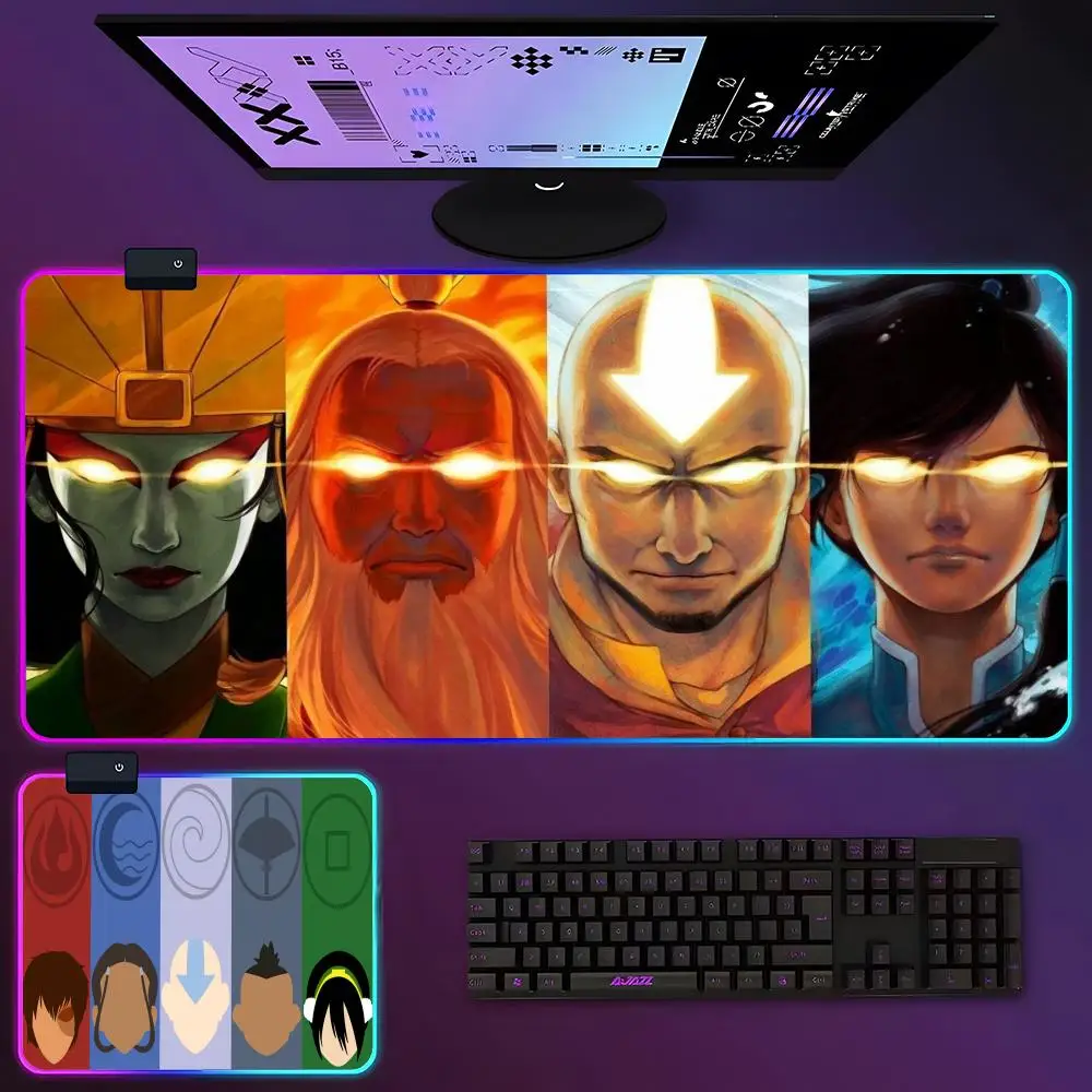 Avatar The Last Airbender Mouse Pad RGB Luminous 900x400x3mm Large Table Pad Encrypted Anti Skid Super Large Mouse Pad