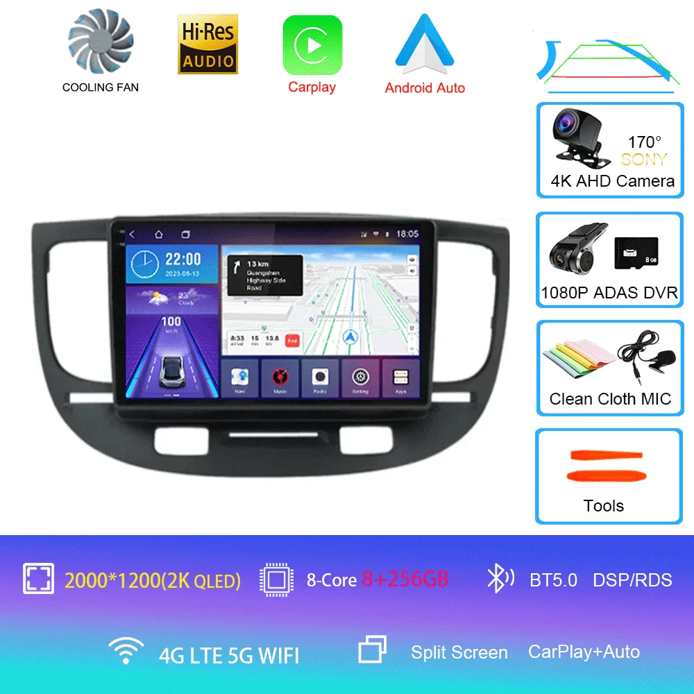 Voor Kia RIO 2 RIO2 2005 - 2011 Android 16 Bluetooth WIFI autoradio multimediaspeler GPS geen 2 Din gratis auto 360 camera 4G