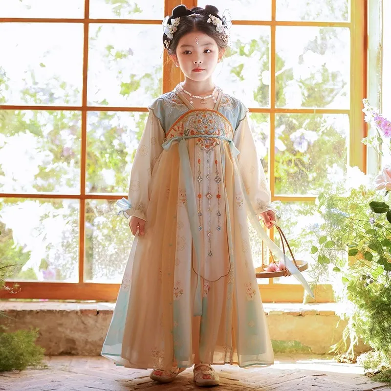 Vintage Style Girl Dress Hanfu Tang Costume Traditional Chinese Clothing Cosplay Children Princess Costume Girls Dresses